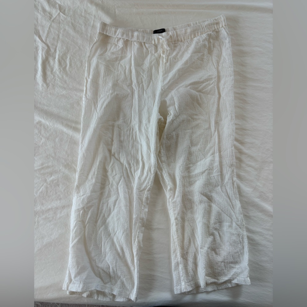 Lightweight White Drawstring Wide-Leg Pants - Picture 5 of 10
